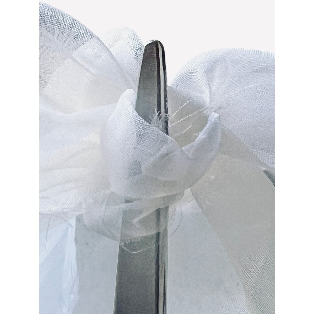100% Organza Silk Bows With Long Tails Set of 15 White 4 Balloons Showers etc - Picture 6 of 15
